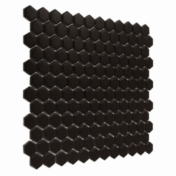 dunin mini hexagon black  matt mozaika 26x30 płytki gres heksagonalne do kuchni na podłogę czarne