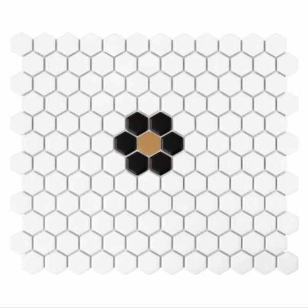 dunin mini hexagon daisy black  matt mozaika 26x30 płytki do salonu na podłogę matowe o grubości od 4 do 6 mm