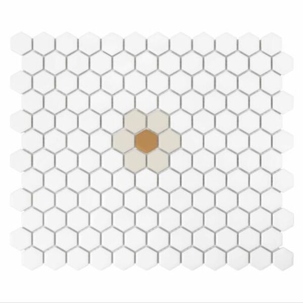 dunin mini hexagon daisy cotton  matt mozaika 26x30 płytki mozaika prostokątne do kuchni białe matowe mrozoodporne