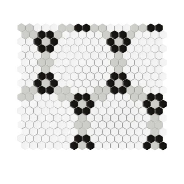 dunin mini hexagon garland black matt mozaika 40.1x34.1 mozaika podłogowa do łazienki