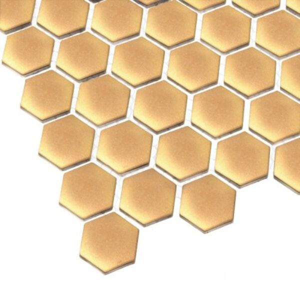 dunin mini hexagon gold matt mozaika 27.2x30 płytki gres heksagonalne na podłogę złote matowe