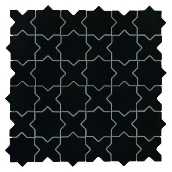 dunin star&cross black matt mozaika 30.2x30.2 płytki gres kwadratowe na podłogę czarne mrozoodporne