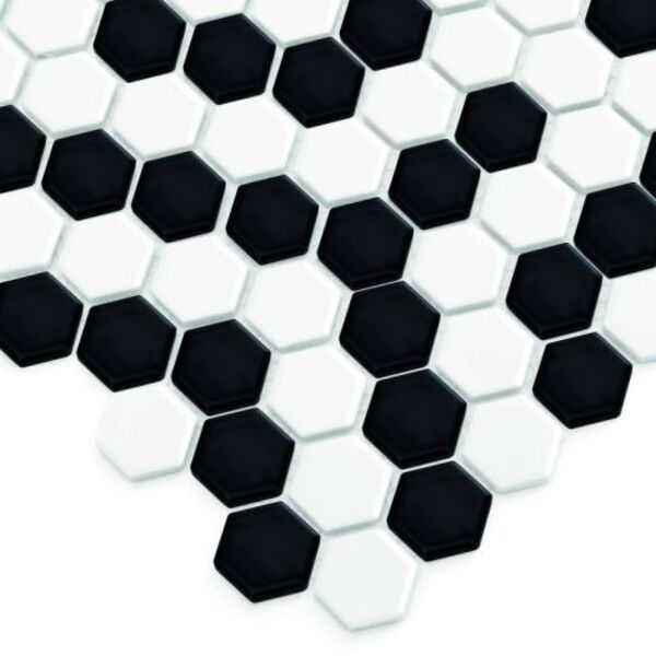 dunin mini hexagon b&w coral mozaika 26x30 płytki gres heksagonalne do salonu błyszczące o grubości 6 do 8 mm