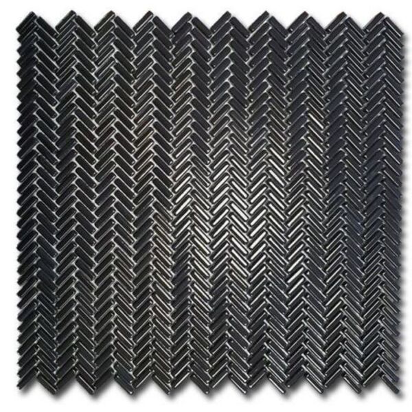 el casa enamel herringbone negro brillo mozaika 28x30.3 płytki el casa glazura prostokątne hiszpańskie do kuchni jodełka