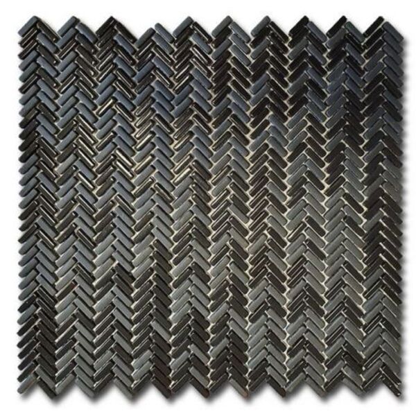 zdjęcie el casa enamel herringbone negro mix soft/brillo mozaika 28x30.3