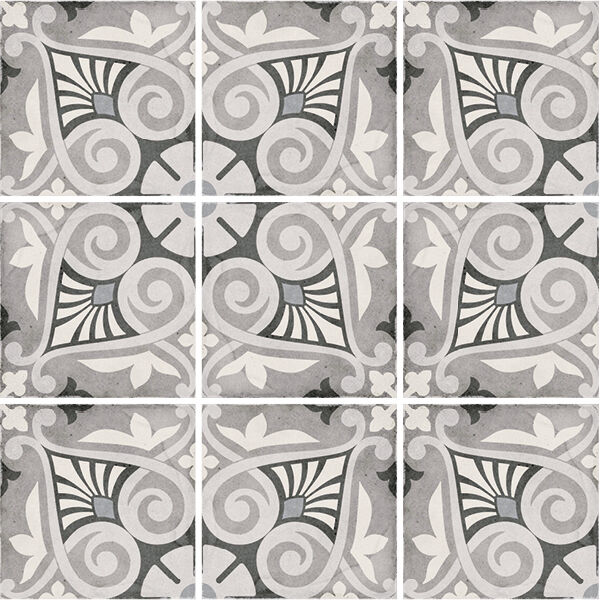 equipe art nouveau opera grey gres dekor 20x20 (24418) płytki equipe ceramicas gres kwadratowe na podłogę matowe patchwork