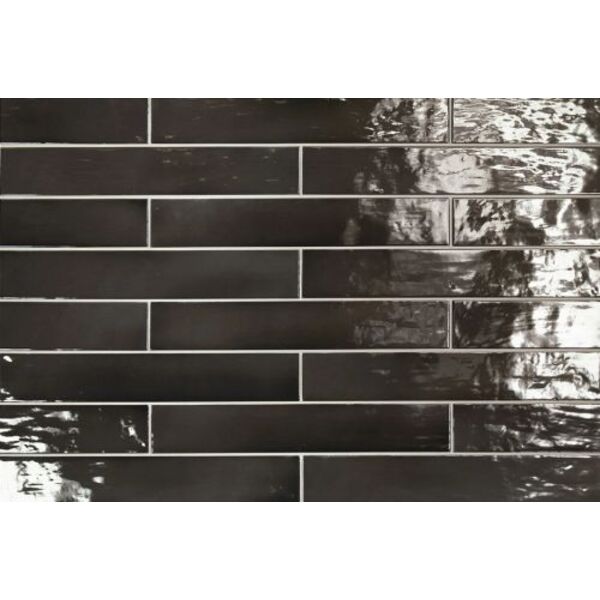 equipe manacor black płytka ścienna 6.5x40 (26926) płytki equipe ceramicas glazura prostokątne na ścianę błyszczące o grubości od 8 do 10 mm