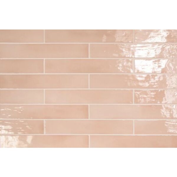 equipe manacor blush pink płytka ścienna 6.5x40 (26924) płytki equipe ceramicas prostokątne na ścianę błyszczące o grubości od 8 do 10 mm