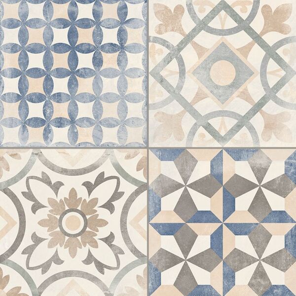 Gayafores Gaya Vintage Blue gres 33.15x33.15 - gres ze wzorem patchworkowym na podłogę