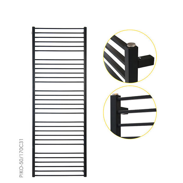 instal-projekt piko pik-40/60 grzejnik łazienkowy 629/430 c31 - black mat (basic) 