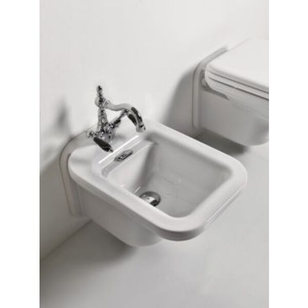 kerasan waldorf biały bidet wiszący z pierścieniem odpływu w kolorze brązu (4125k3) 55x37 bateria waldorf kerasan