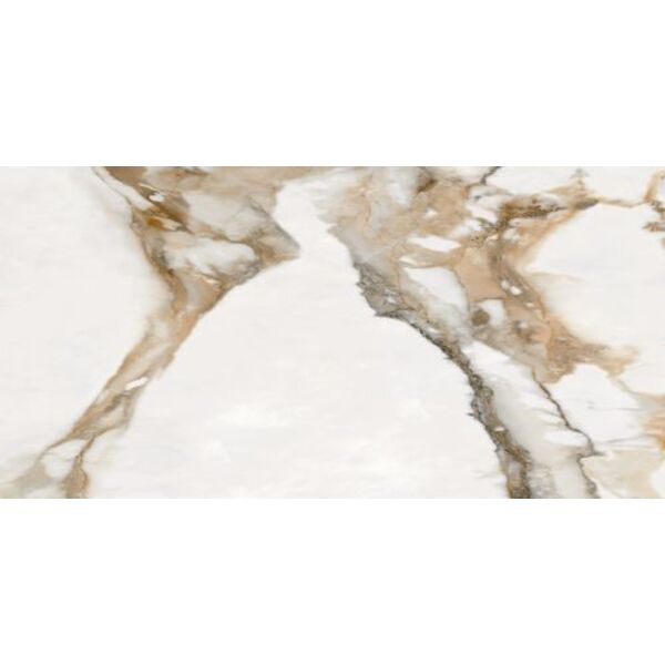 Keratile Stagnone Gold Satino rektyfikowany 60x120 - gres szkliwiony imitujący marmur do kuchni i łazienki
