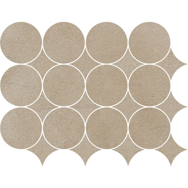 Marazzi Slow Sabbia Mosaico Circolare MP2X 32.1x41.6 - mozaika betonopodobna do salonu i przedpokoju
