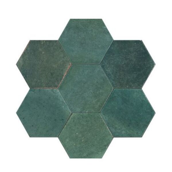 Marazzi Lume Esagona Green LUX Mffg 21x18.2 - gres porcelanowy heksagonalny na podłogę
