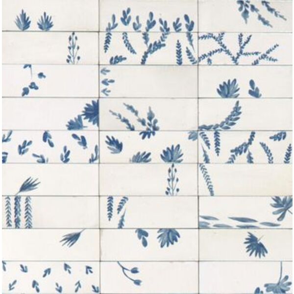 Marazzi Rice Bianco Decoro Leaf LUX M96T 5x15 - mała błyszcząca płytka dekoracyjna włoska
