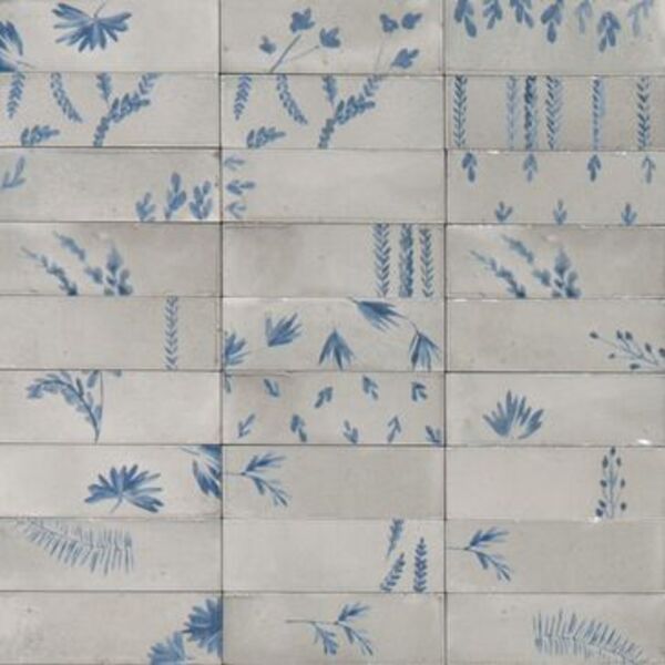 Marazzi Rice Grigio Decoro Leaf LUX M96V 5x15 - mała płytka dekoracyjna włoska do kuchni i łazienki