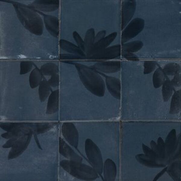 Marazzi Rice BLU Decoro Blossom LUX M9J9 15x15 - mała płytka dekoracyjna włoska łazienkowa i kuchenna