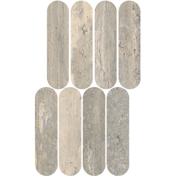Marazzi Mystone Travertino Silver LUX Mosaico Ovale M9PK 20x36.5