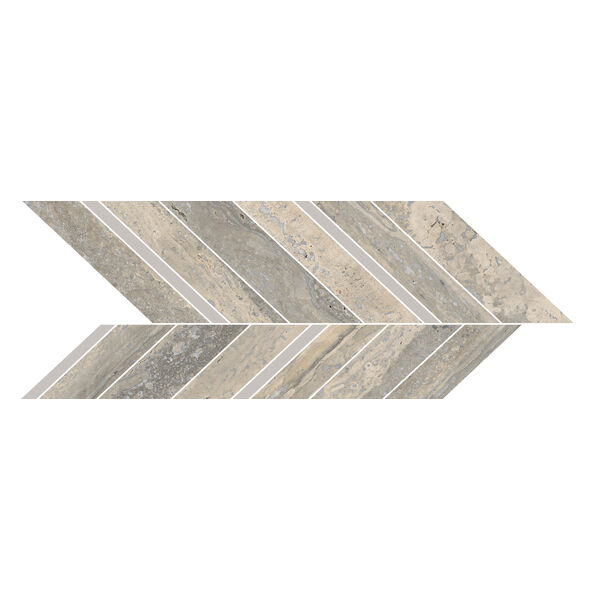 Marazzi Mystone Travertino Silver Mosaico Freccia M9Q6 19.8x52.1 - mozaika gresowa imitująca kamień