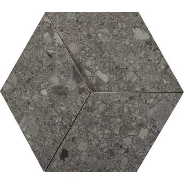 marazzi mystone ceppo di gre anthracite 3d m0kk dekor 29x33.5 płytki marazzi heksagonalne matowe