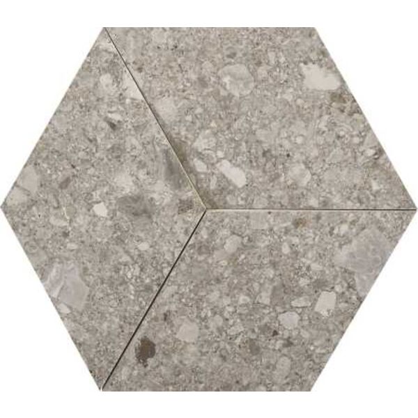 marazzi mystone ceppo di gre greige 3d m0kn dekor 29x33.5 płytki heksagonalne na ścianę matowe antypoślizgowe r10