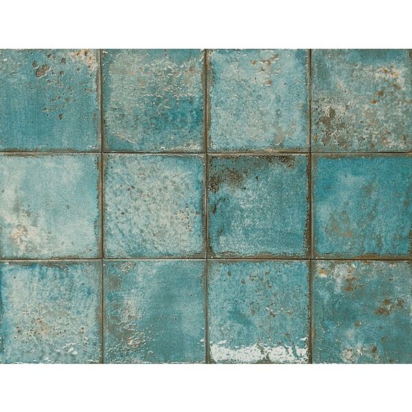 Mayolica Era Teal gres 12x12 - mały błyszczący gres hiszpański