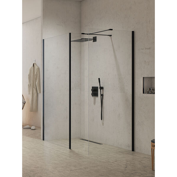 new trendy new modus black kabina walk-in. szkło czyste 8mm 100x200 (exk-0098) 