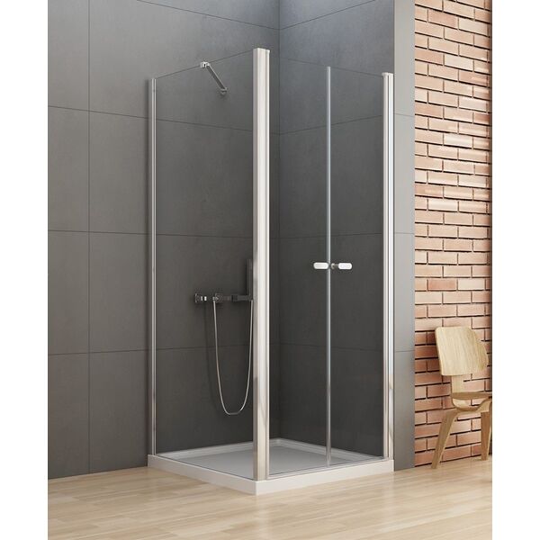 new trendy new soleo kabina prostokątna dwudrzwiowa. wspornik skośny. szkło czyste 80x90x195 (d-0144a/d-0092b) 