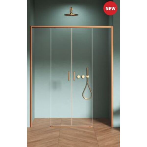 new trendy prime miedź szczotkowana drzwi prysznicowe wnękowe. szkło czyste 6mm 160x200 (d-0829a) 