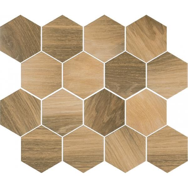 zdjęcie paradyż uniwersalna mozaika wood natural mix heksagon mat 22x25.5