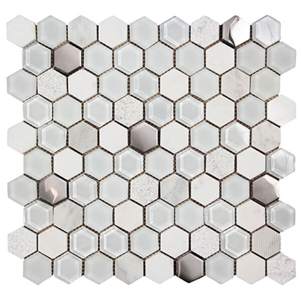 zdjęcie picasa hexagon white mozaika szklano-kamienna 30x30 