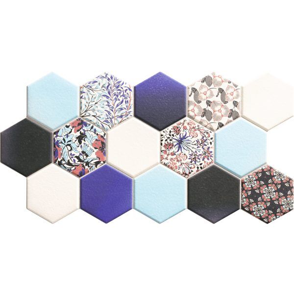 realonda hex nouveau blue gres 26.5x51 płytki realonda do kuchni patchwork