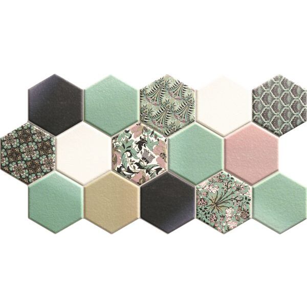 realonda hex nouveau green gres 26.5x51 płytki realonda do kuchni patchwork