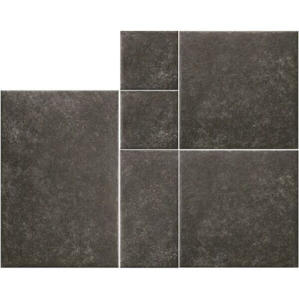 realonda modular borgogna stone black gres 6-elementowy 44x66/44x44/22x44/22x22 płytki realonda na podłogę czarne matowe