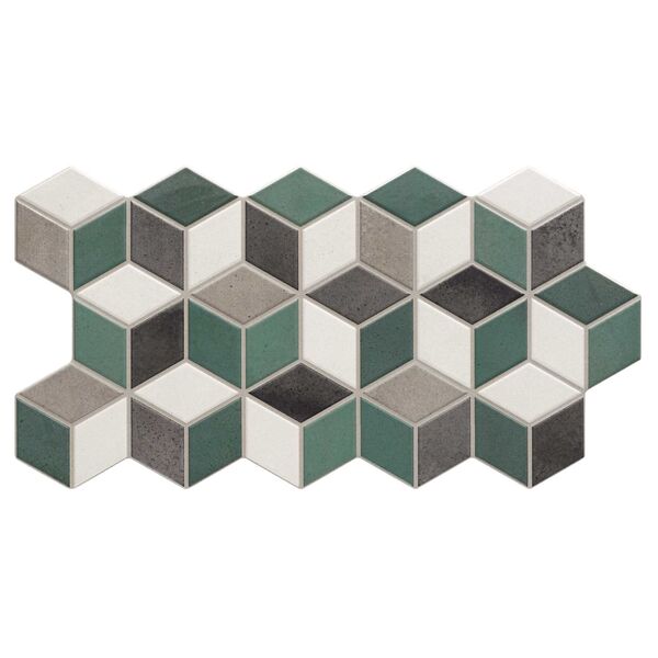 realonda rhombus emerald gres 26.5x51 płytki do kuchni na podłogę geometryczne