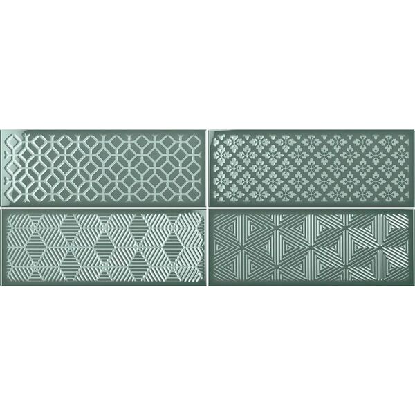 ribesalbes fulham green glossy dekor 15x40 płytki ribesalbes hiszpańskie patchwork