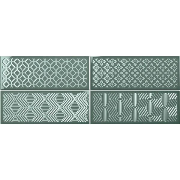 ribesalbes fulham green glossy dekor 15x40 