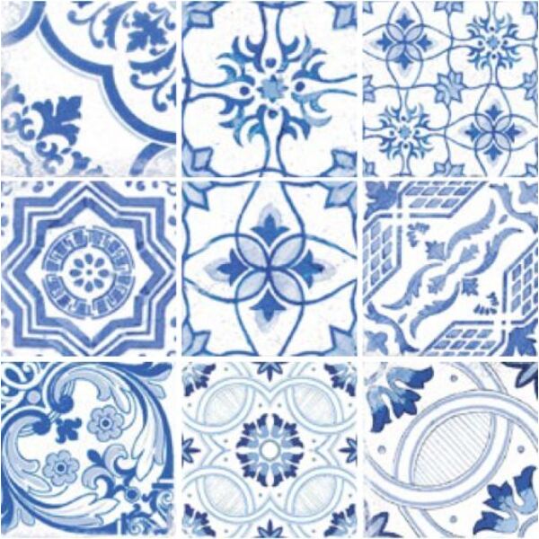 savoia italia vietri decoro blue mix lucido gres 22x22 PŁYTKA PATCHWORK