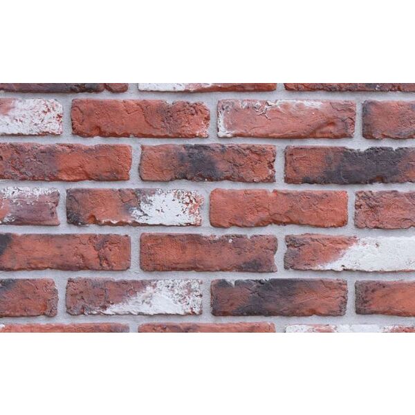Retro Brick Smoke kamień dekoracyjny 6,4x24,5 ceglasta płytka z białymi i przydymionymi plamami