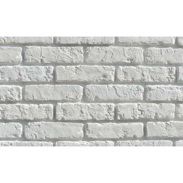 Jasny kamień dekoracyjny Retro Brick White o ceglanej fakturze i nieregularnej powierzchni