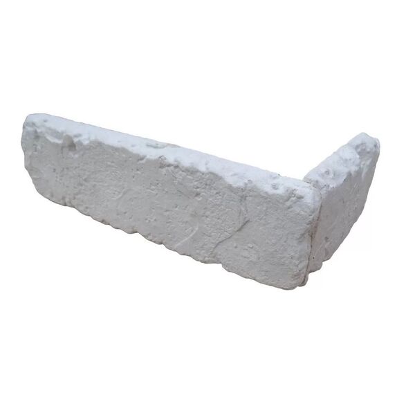 Retro Brick White Narożnik dekoracyjny z bielonego betonu o fakturze imitującej cegłę