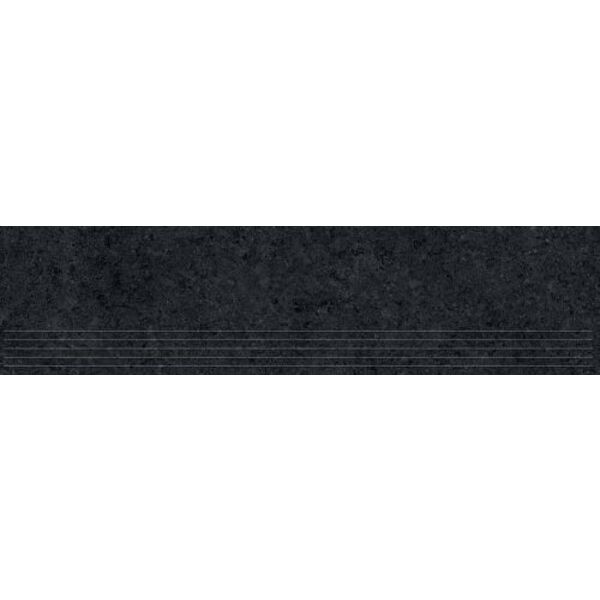 Tubądzin Zimba Black STR stopnica 29.8x119.8x0.8 - czarna stopnica gresowa kamieniopodobna