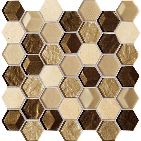 tubądzin drops stone brown hex mozaika 29.8x30 płytki mozaika heksagonalne 30x30