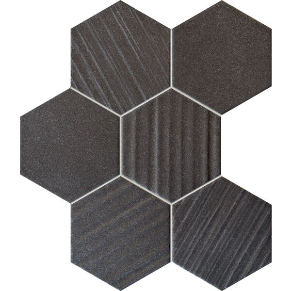 tubądzin horizon hex black mozaika 28.9x22.1 płytki tubądzin mozaika prostokątne lappato strukturalne