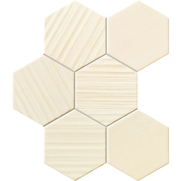 tubądzin horizon hex ivory mozaika 28.9x22.1 płytki mozaika heksagonalne do łazienki beżowe strukturalne o grubości 10 mm