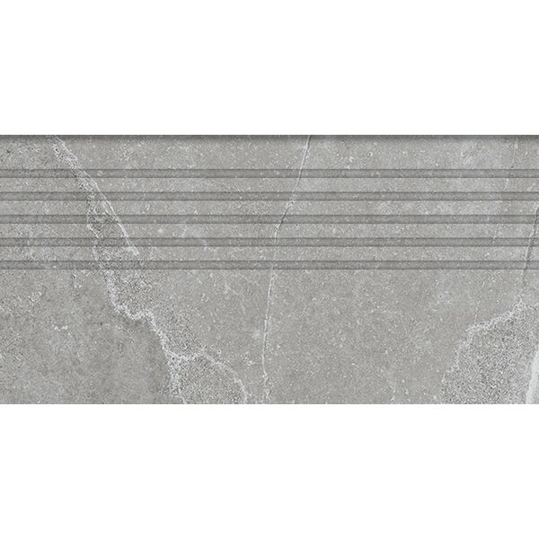 Tubądzin Grand Cave Grey STR stopnica rektyfikowana 29.8x59.8x0.8 - stopnica gresowa kamieniopodobna