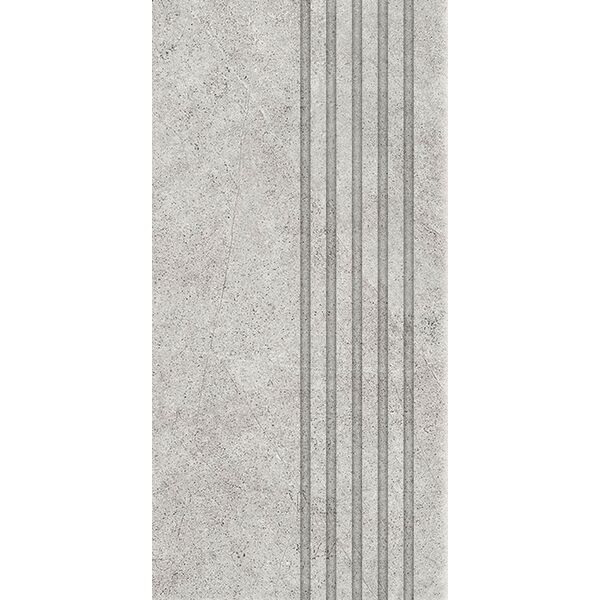 Tubądzin Aulla Graphite STR stopnica rektyfikowana 29.8x59.8x0.8 - stopnica gresowa matowa imitująca beton