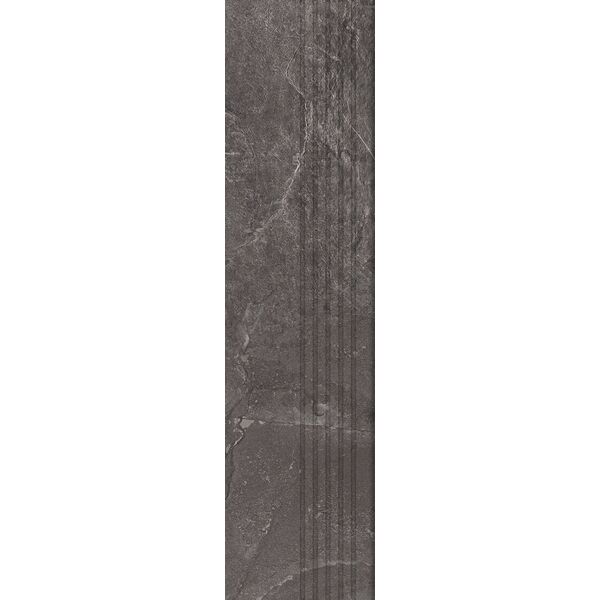 Tubądzin Grand Cave Graphite stopnica rektyfikowana 29.8x119.8 - stopnica gresowa matowa kamieniopodobna