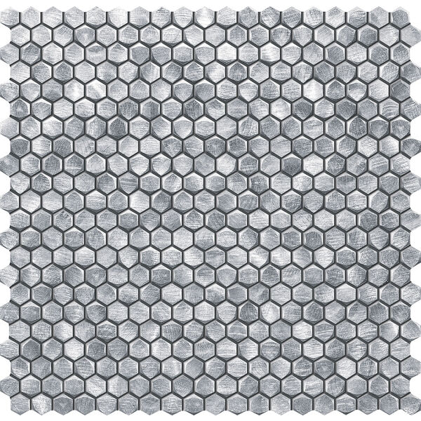 zdjęcie tubądzin drops metal silver hex mozaika 30x30.2 