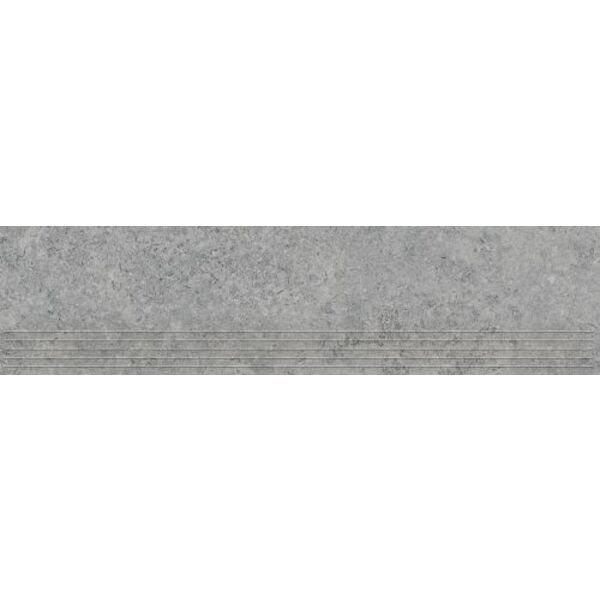 Tubądzin Zimba Light Grey STR stopnica 29.8x119.8x0.8 - szara stopnica gresowa imitująca kamień